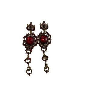 New Chandelier Red and Gold Fashion Earrings